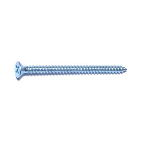 Midwest Fastener Sheet Metal Screw, #6 x 2 in, Zinc Plated Steel Flat Head Phillips Drive, 100 PK 03008